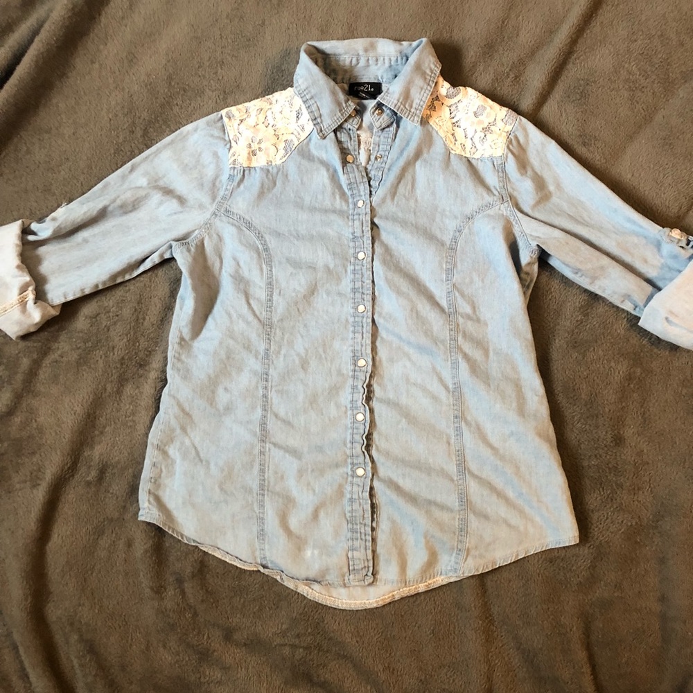 Denim Button Up Top